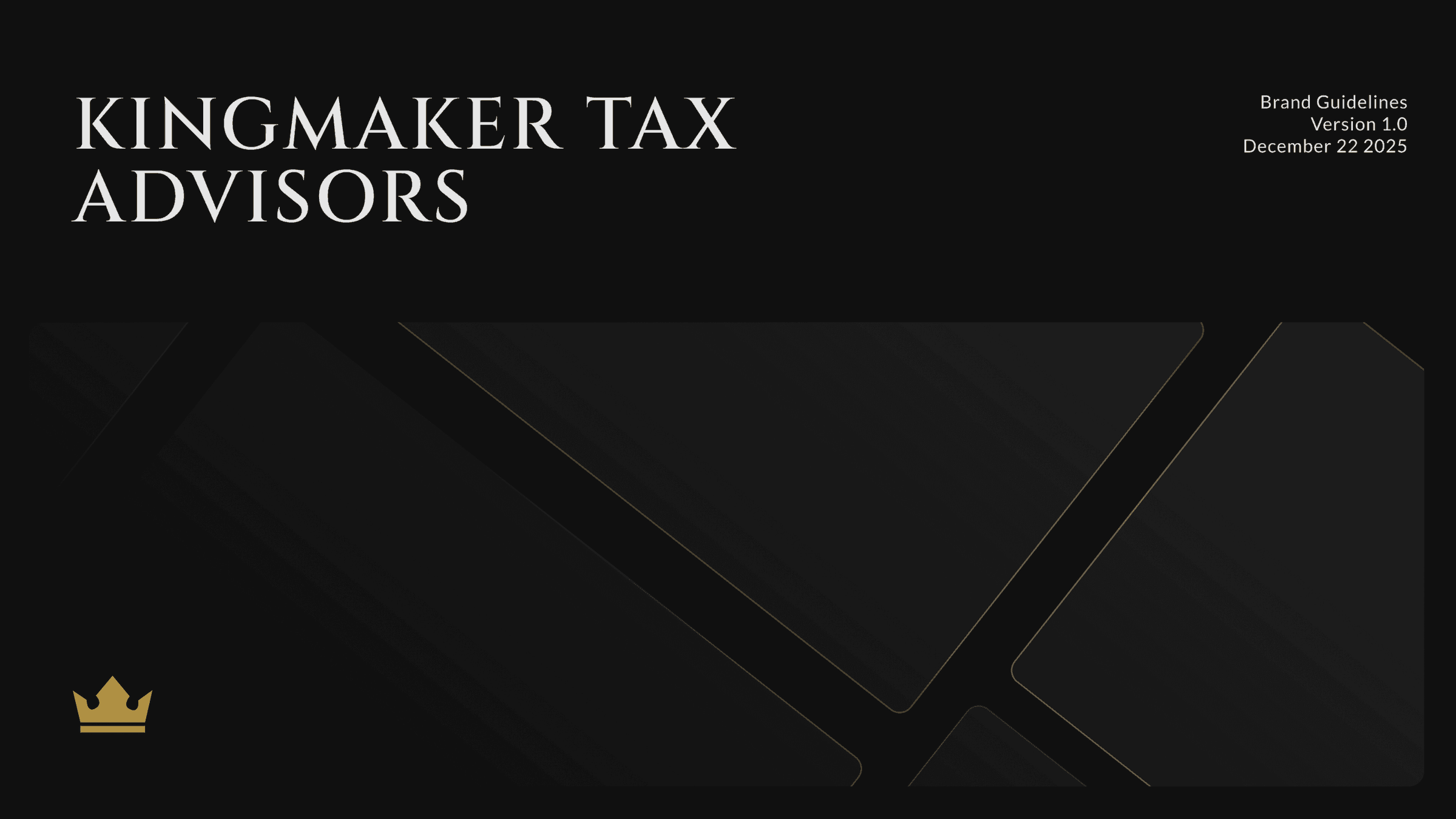 Kingmaker Tax Advisors brand guidelines cover.