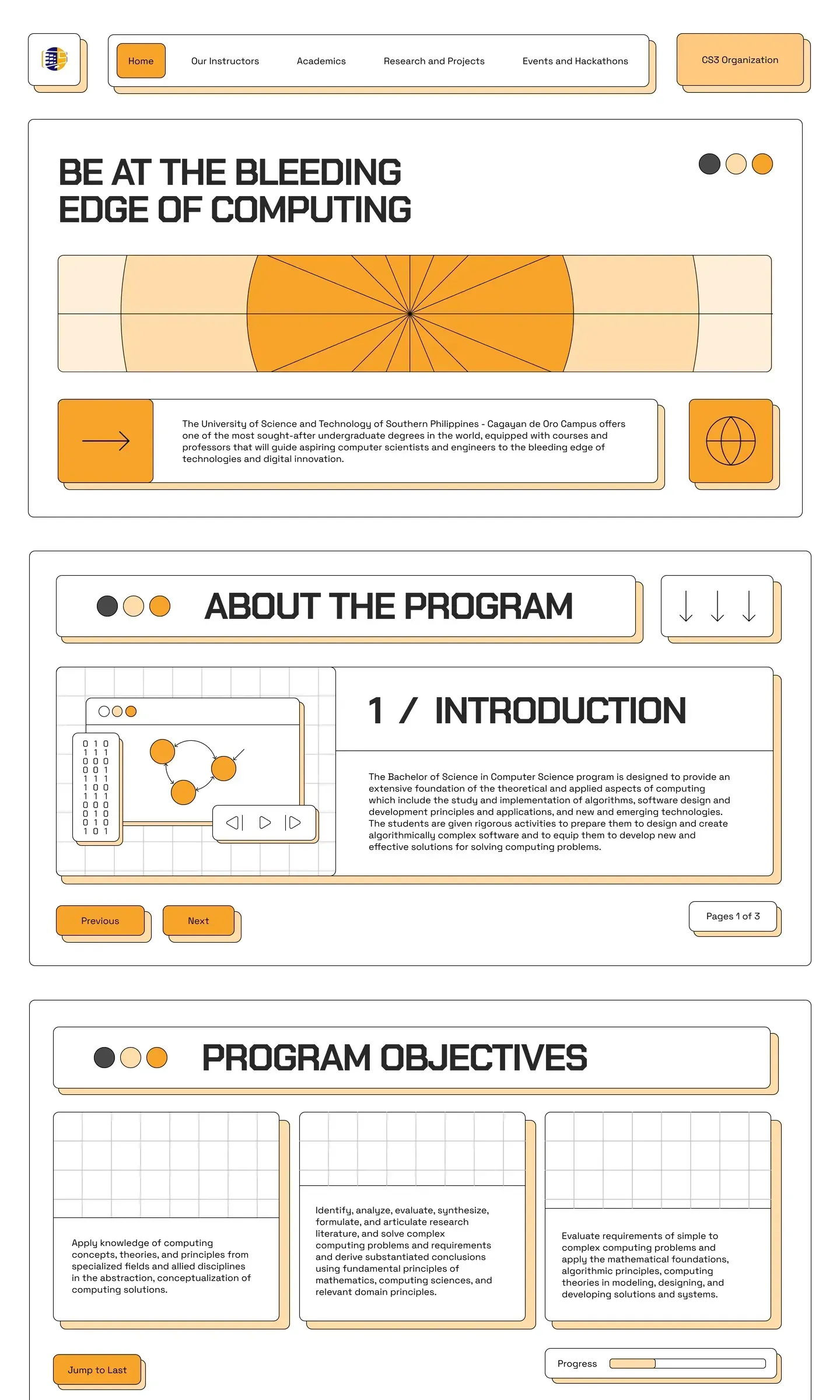 CS Website home page design, full length.