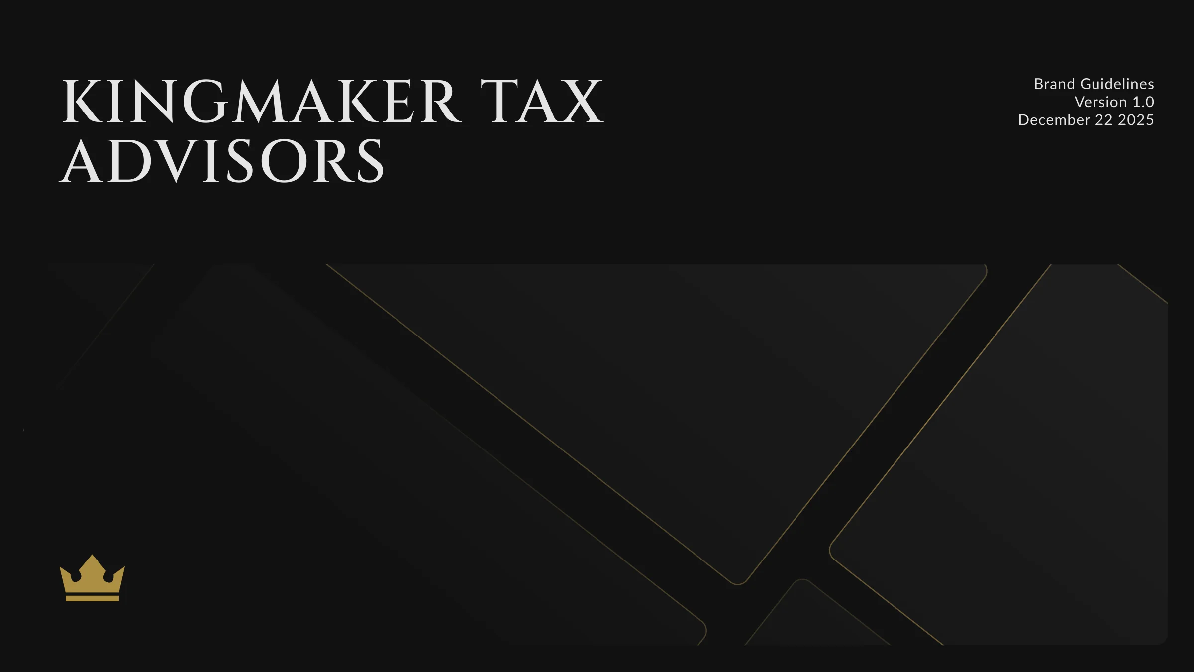 Kingmaker Tax Advisors brand guidelines, page 1: Cover.